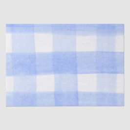 Papel De Seda Cuadro de Gingham Blanco Azul