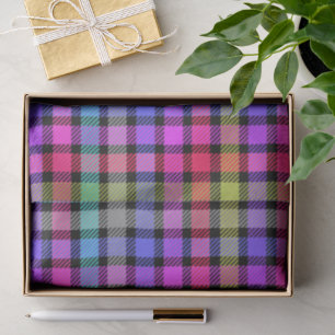 Papel De Seda Cuadro de Madras Brillante Arcoíris