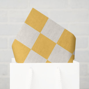 Papel De Seda Cuadro Preppy Amarillo y Blanco Mod Retro