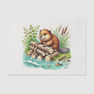 Papel De Seda Cuadros animales de bosque desacoplan castor