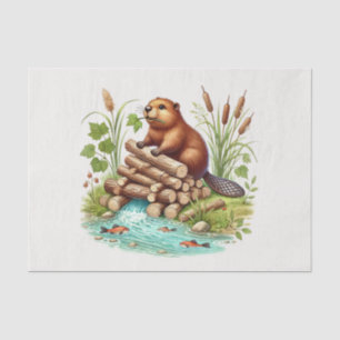 Papel De Seda Cuadros animales de bosque desacoplan castor