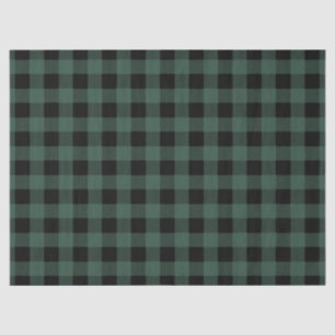 Papel De Seda Cuadros de Búfalo Negro Verde Gingham Leñador