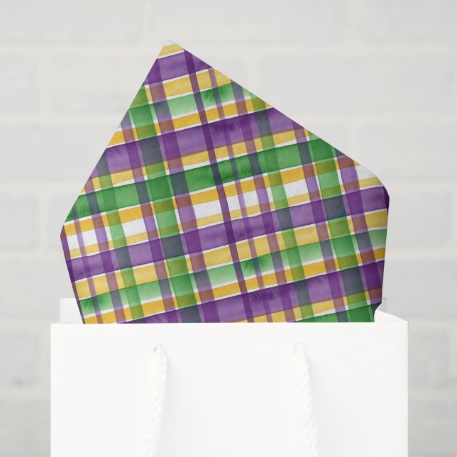 Papel De Seda Cuadros de Mardi Gras al Acuarela (Bolsa de regalo)