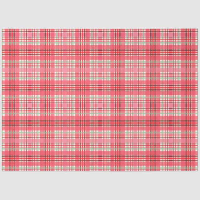 Papel De Seda Cuadros de Tartán Rosados (Anverso)