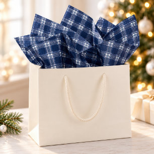 Papel De Seda Cuadros escoceses azul marino de Navidad