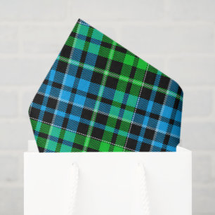 Papel De Seda Cuadros Escoceses Azules y Verdes Tartán Negro