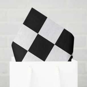 Papel De Seda Cuadros Grandes Negros y Blancos