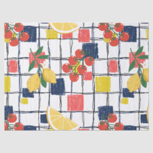 Papel De Seda Cuadros Mediterráneos de Limones y Tomates