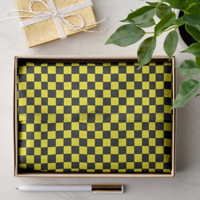 Papel De Seda Cuadros negros y amarillos (Regalo )