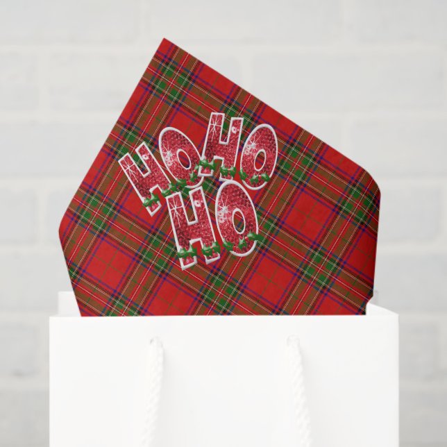 Papel De Seda Cuadros Rojos de Navidad Tartán (Bolsa de regalo)