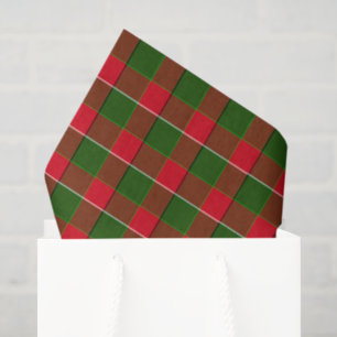 Papel De Seda Cuadros Rojos y Verdes de Navidad