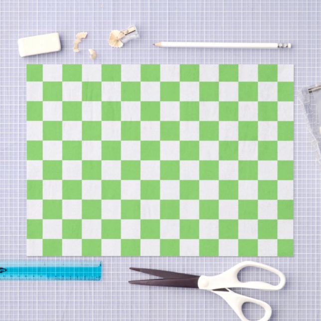 Papel De Seda Cuadros verdes  (Artesanía)