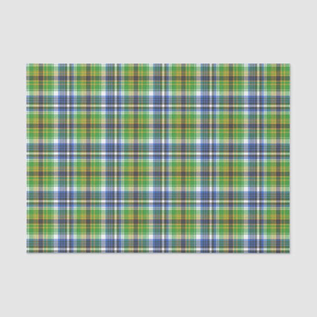 Papel De Seda Cuadros Verdes Y Azules (Anverso)
