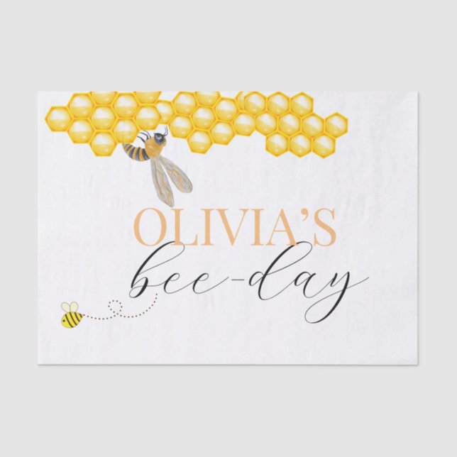 Papel De Seda Cualquier edad, tema de la abeja cumpleaños (Anverso)