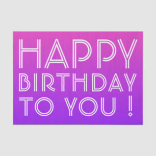 Papel De Seda Cualquier nombre editable feliz cumpleaños rosa pú