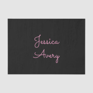 Papel De Seda Cualquier nombre   Guay Editable Pink Script on Bl