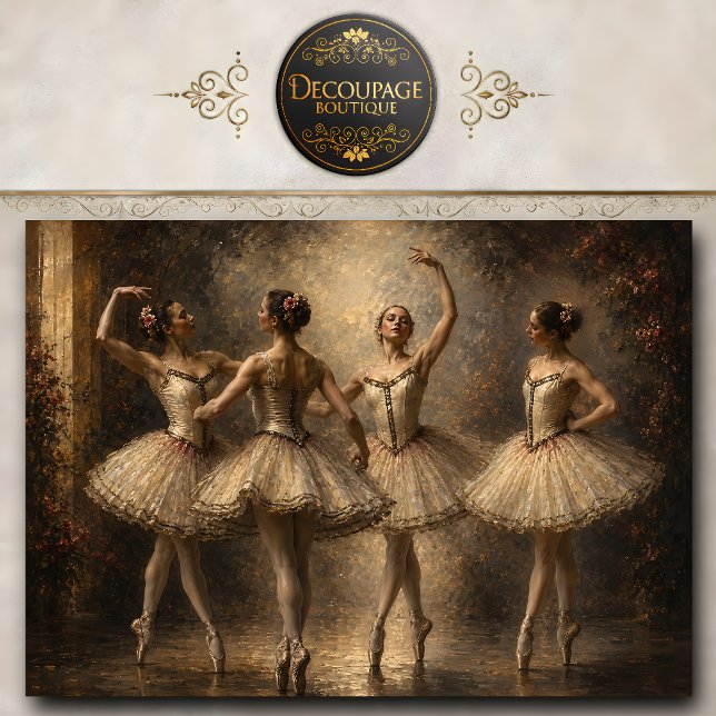 Papel De Seda Cuarteto de bailarinas de ballet elegante para dec (Elegant Ballet Quartet Ballerinas Decoupage Tissue Paper)
