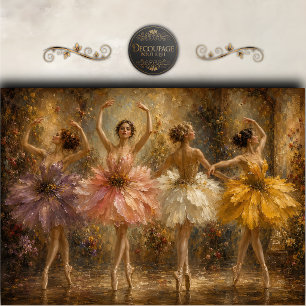 Papel De Seda Cuarteto de Ballet Floral Decoupage