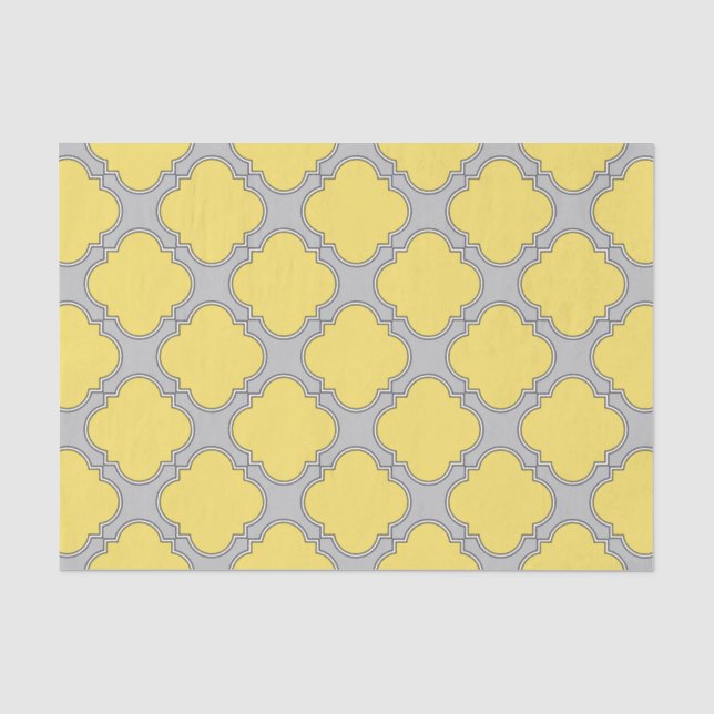Papel De Seda Cuatrefoil amarillo y gris (Anverso)