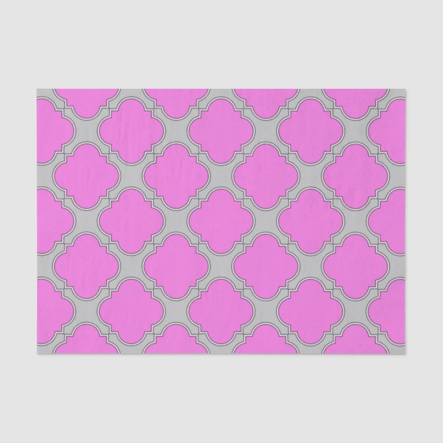 Papel De Seda Cuatrefoil rosa y gris (Anverso)