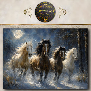 Papel De Seda Cuatro caballos corriendo Arte de pared de inviern