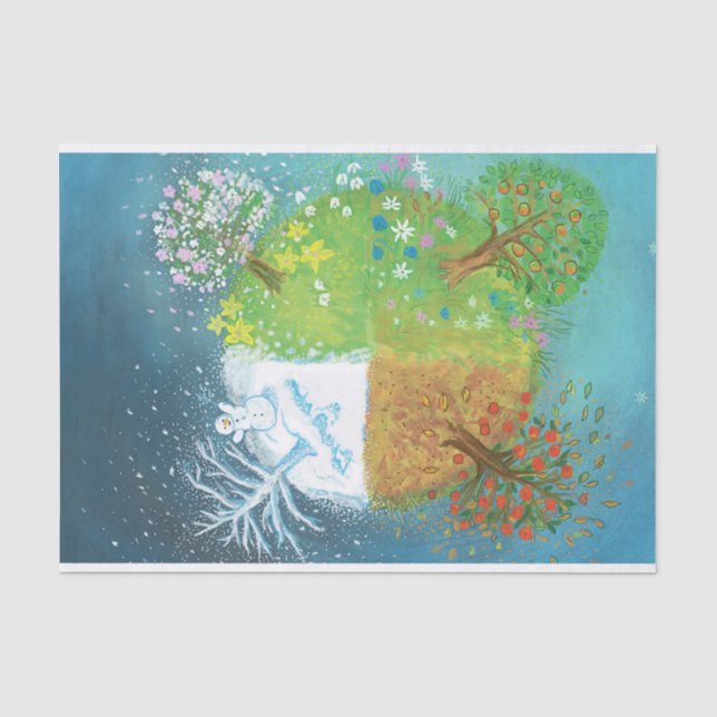Papel De Seda Cuatro estaciones en la Tierra (Anverso)