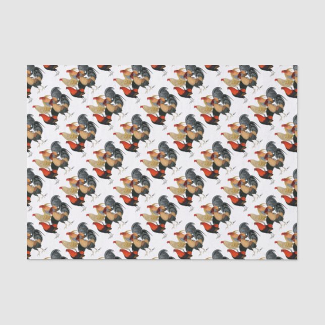 Papel De Seda Cuatro gallos de pelea (Anverso)