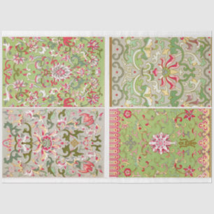 Papel De Seda Cuatro paneles de motivos florales