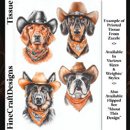 Papel De Seda Cuatro perros vaqueros occidentales con sombreros 