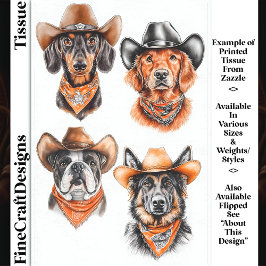 Papel De Seda Cuatro perros vaqueros occidentales con sombreros 