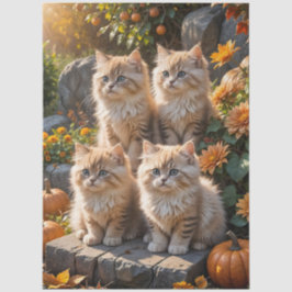 Papel De Seda Cuatro sabrosos y esponjosos gatitos otoñales con 
