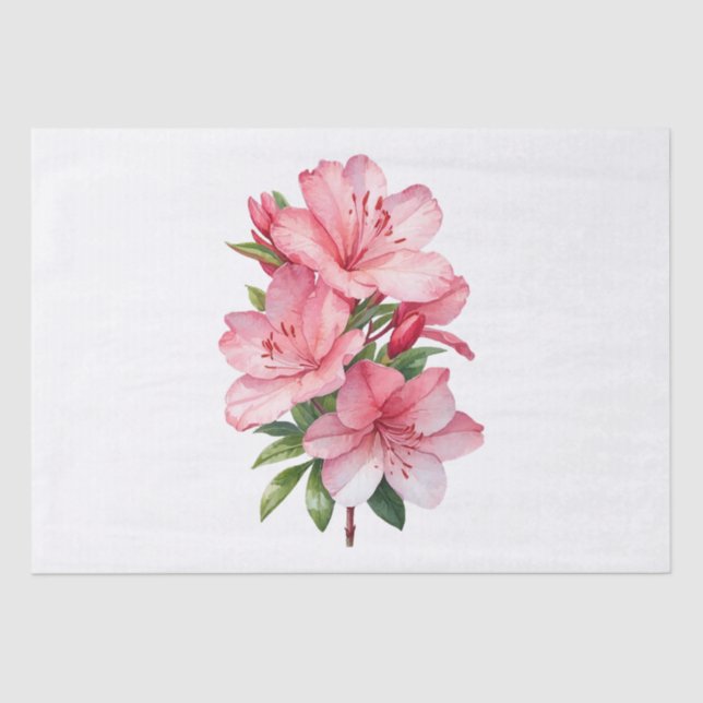 Papel De Seda Cubierta acuarela de flores de Azalea (Anverso)