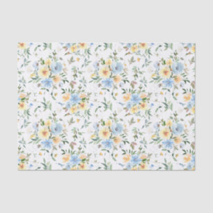 Papel De Seda Cubierta de color azul amarillo Floral de color az