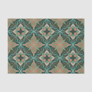 Papel De Seda Cubierta floral Verde azulada marroquí acuarela