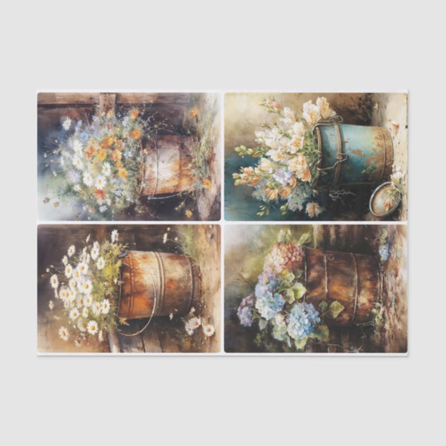 Papel De Seda Cubo de flores (Anverso)