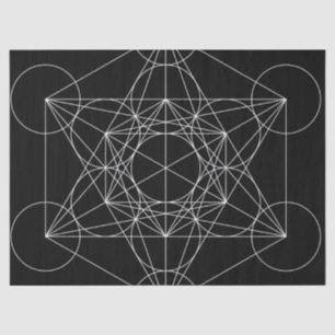 Papel De Seda Cubo de Metatrón Blanco y Negro