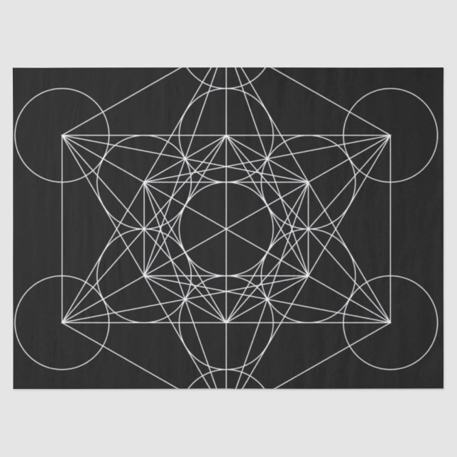 Papel De Seda Cubo de Metatrón Blanco y Negro (Anverso)