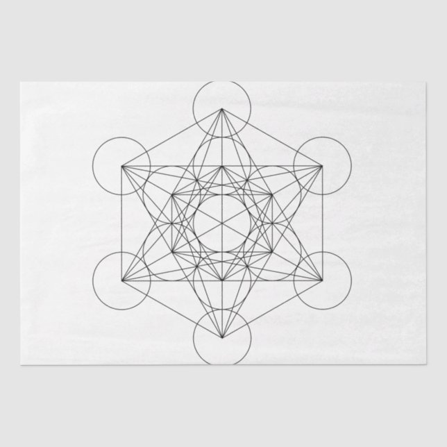 Papel De Seda Cubo de Metatrón negro y blanco (Anverso)