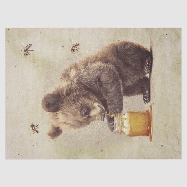 Papel De Seda Cubo de oso con mimbre (Anverso)