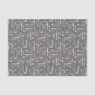 Papel De Seda Cucharas antiguas y llaves sobre gris