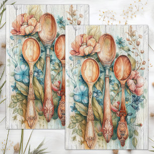 Papel De Seda Cucharas de madera decoupage floral