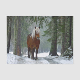 Papel De Seda Cuenca de nieve de bosque de caballos
