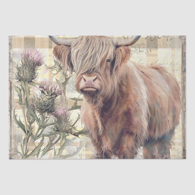 Papel De Seda Cuenca del río Highland Escocia Thistle (Anverso)