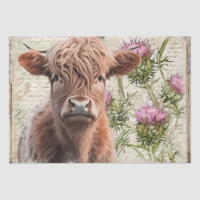 Papel De Seda Cuenca del río Highland Escocia Thistle (Anverso)