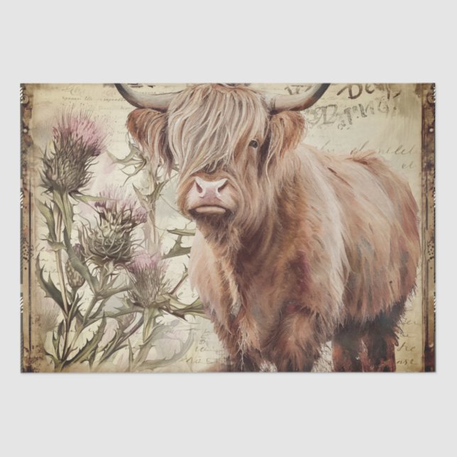 Papel De Seda Cuenca del río Highland Escocia Thistle (Anverso)