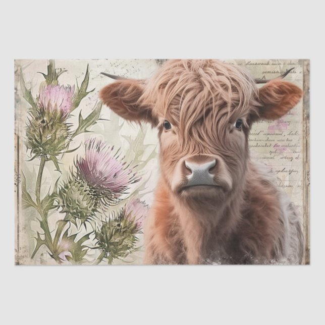 Papel De Seda Cuenca del río Highland Escocia Thistle (Anverso)