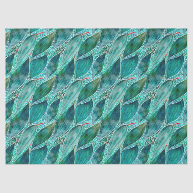 Papel De Seda Cuenca Eucalyptus Hojas de Río Azul (Anverso)