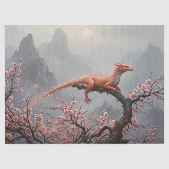 Papel De Seda cuento de hadas de dragón en primavera (Anverso)