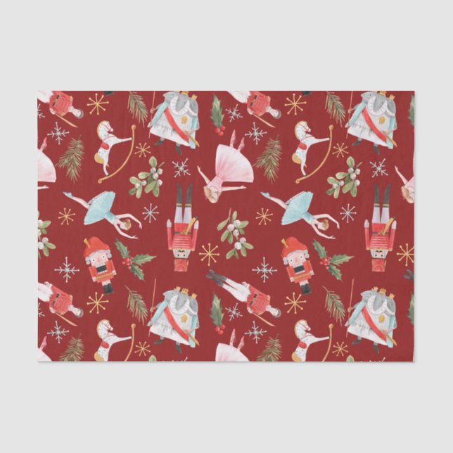 Papel De Seda Cuento de Hadas de Navidad Antiguo Cascanueces Roj (Anverso)