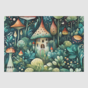 Papel De Seda Cuento de hadas en Fairyland Mushroom House Naranj